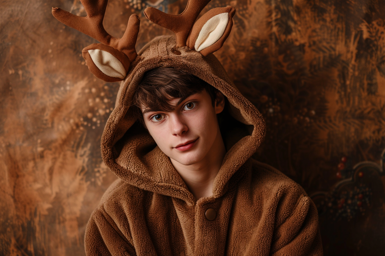 Image gratuite Jeune homme renne charmant sur fond brun 1