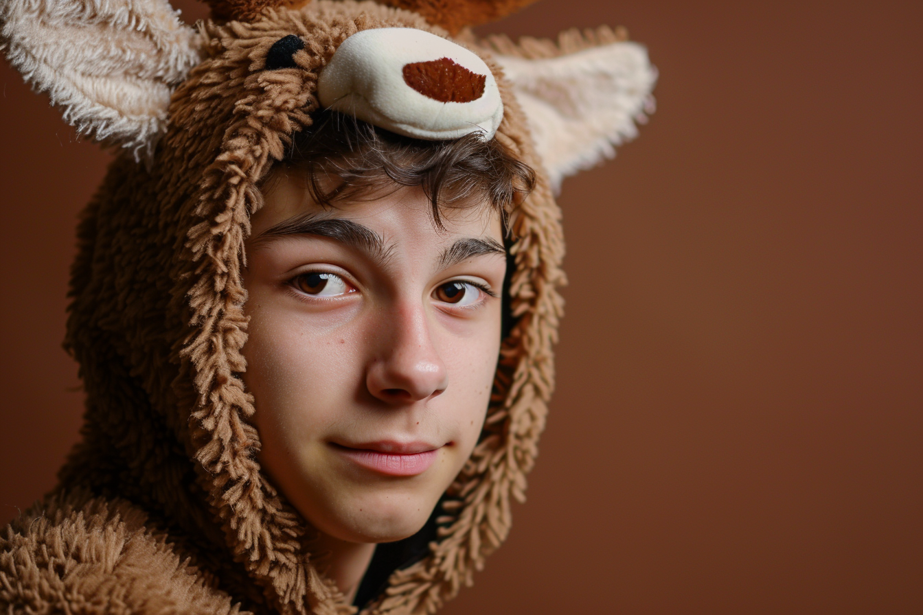 Image gratuite Jeune homme renne charmant sur fond brun 2