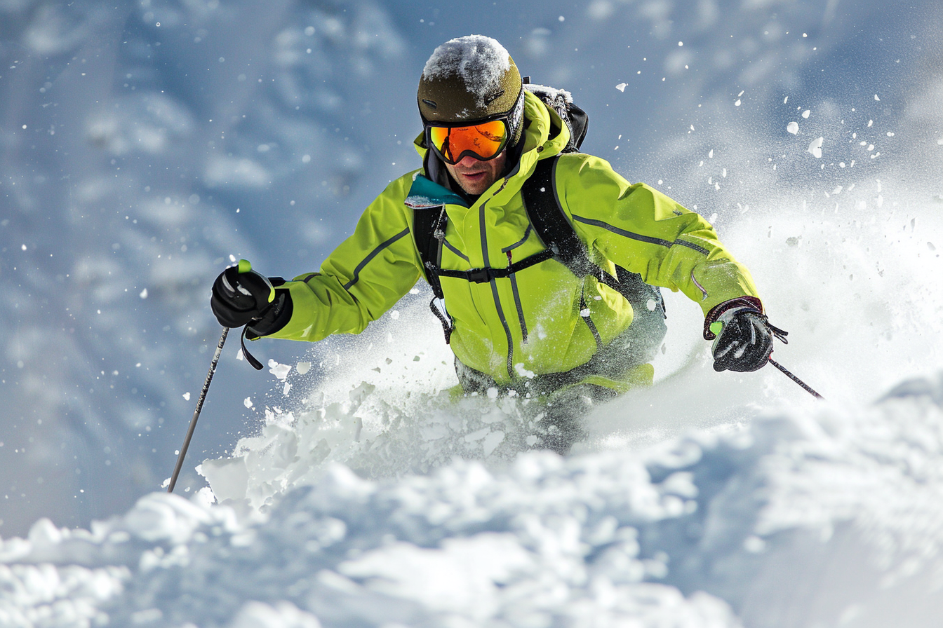 Image gratuite Jeune homme skiant sur une pente raide en montagne 1