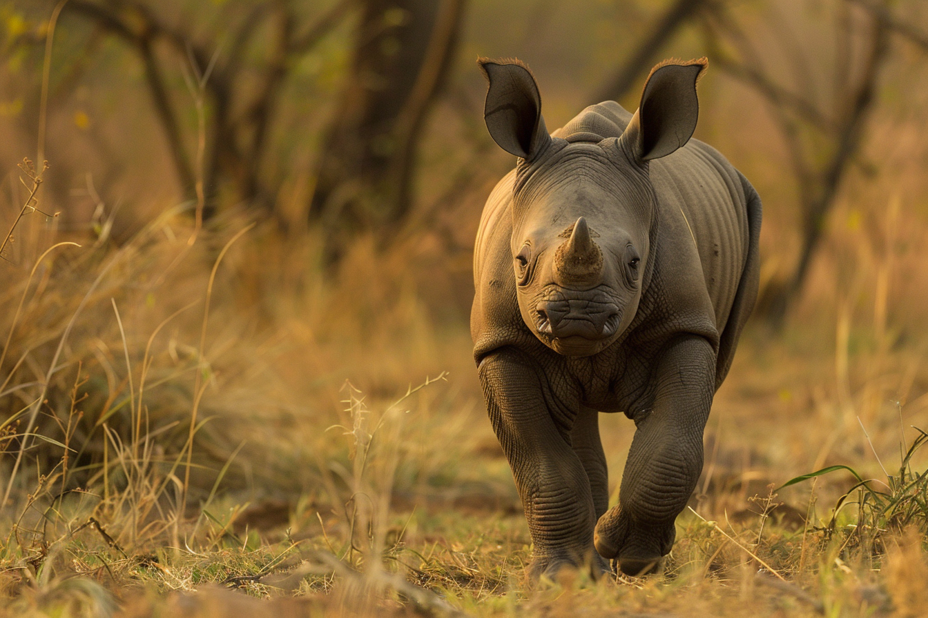 Image gratuite Jeune rhinocéros explorant son environnement 1