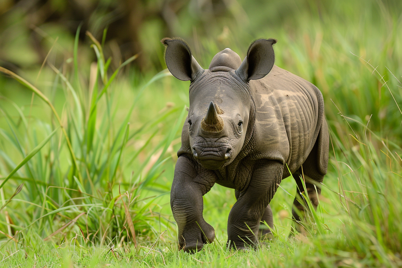 Image gratuite Jeune rhinocéros explorant son environnement 2