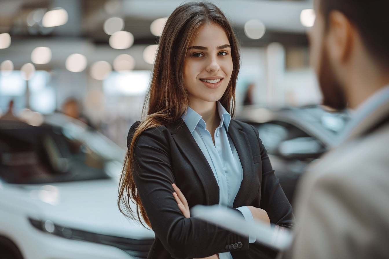 Image gratuite Jeune vendeuse, costume formel, présentation produit 3