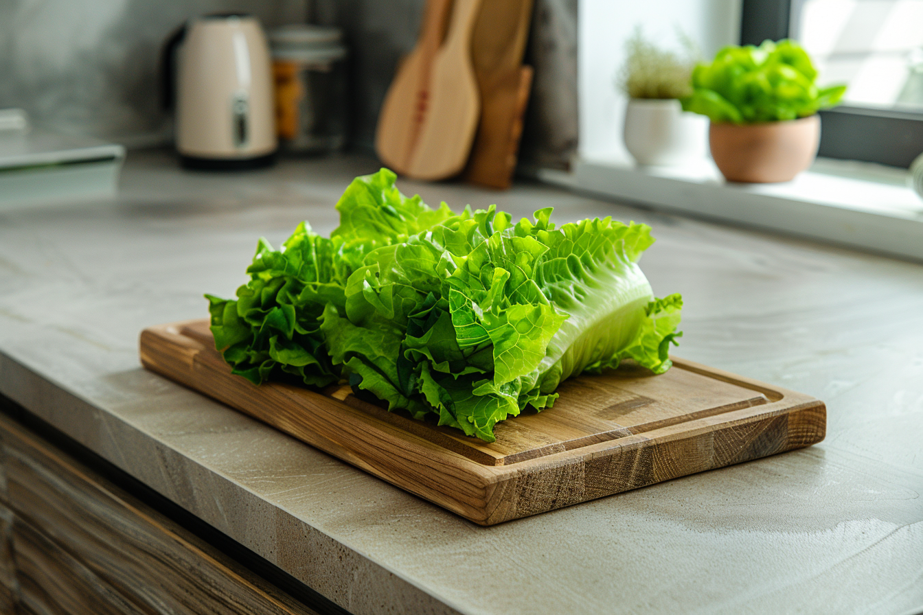 Image gratuite Laitue sur planche en bois 1
