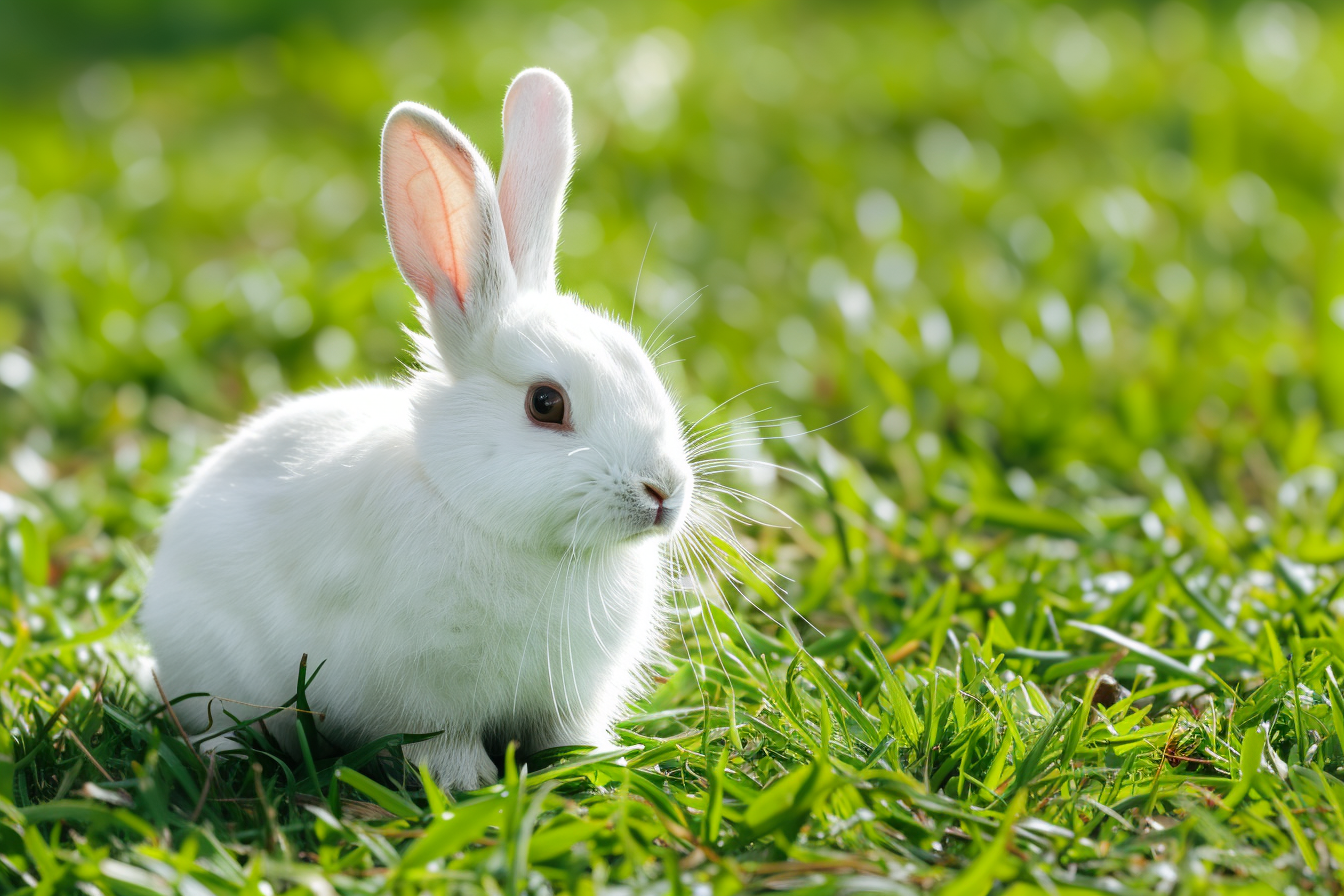 Image gratuite Lapin blanc sur gazon 1