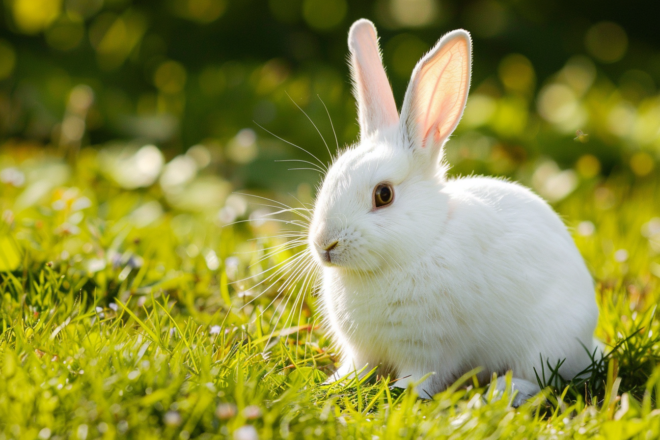 Image gratuite Lapin blanc sur gazon 2