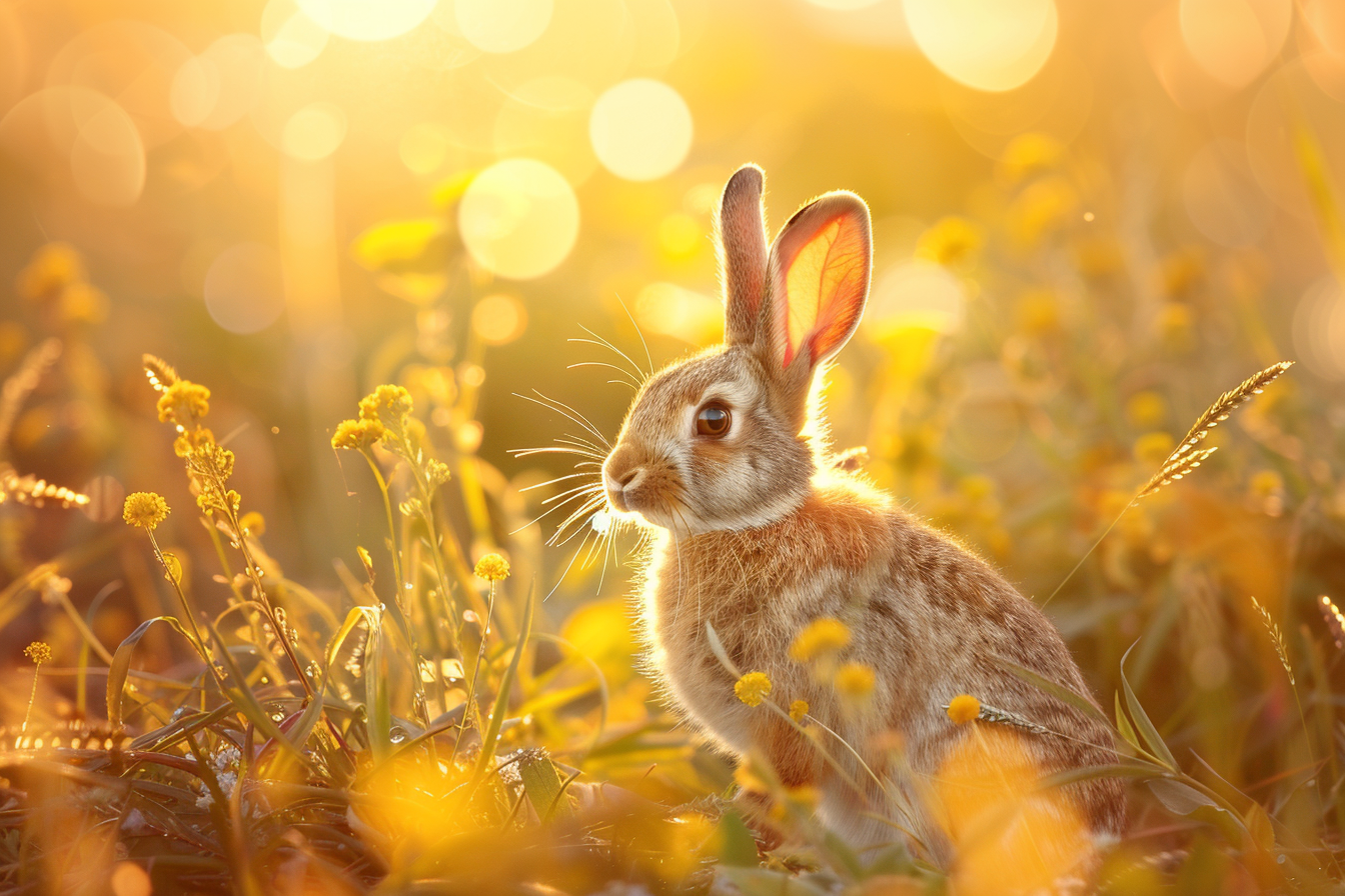 Image gratuite Lapin dans prairie ensoleillée 2