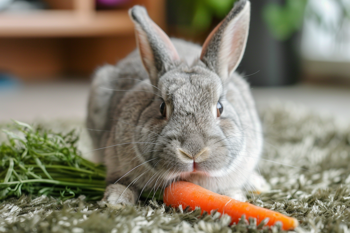 Image gratuite Lapin gris avec une carotte 1