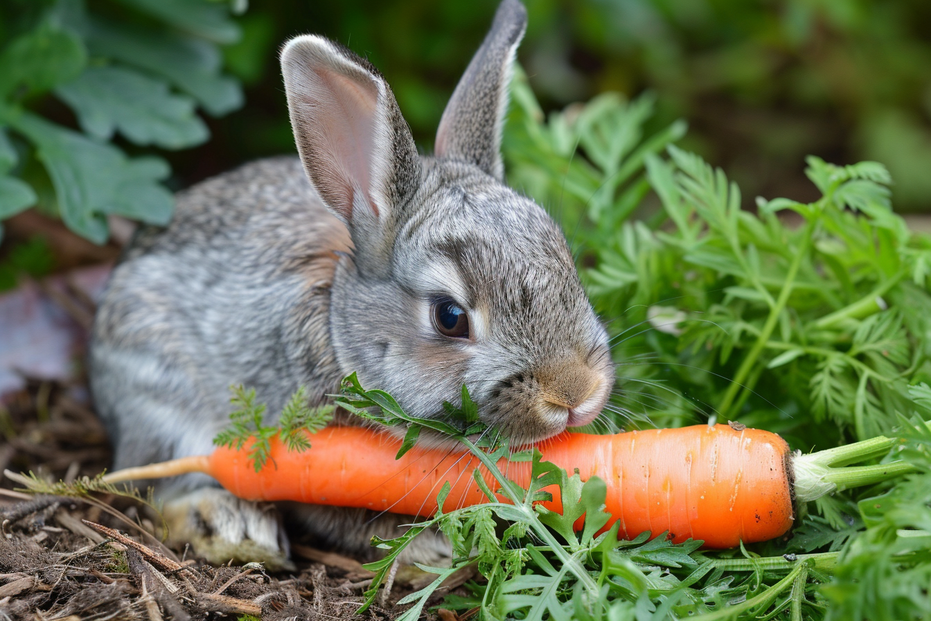 Image gratuite Lapin gris avec une carotte 2