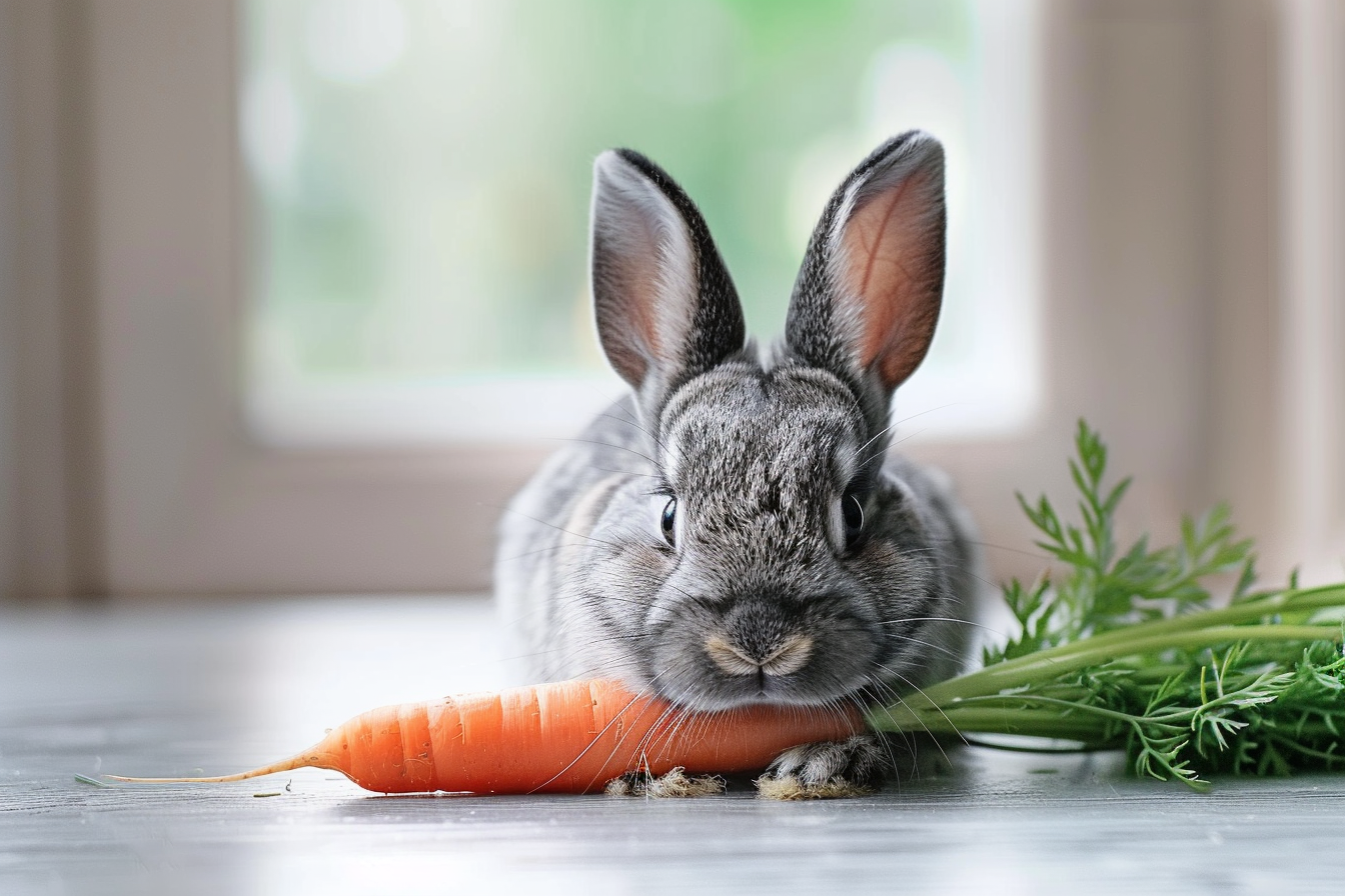 Image gratuite Lapin gris avec une carotte 3