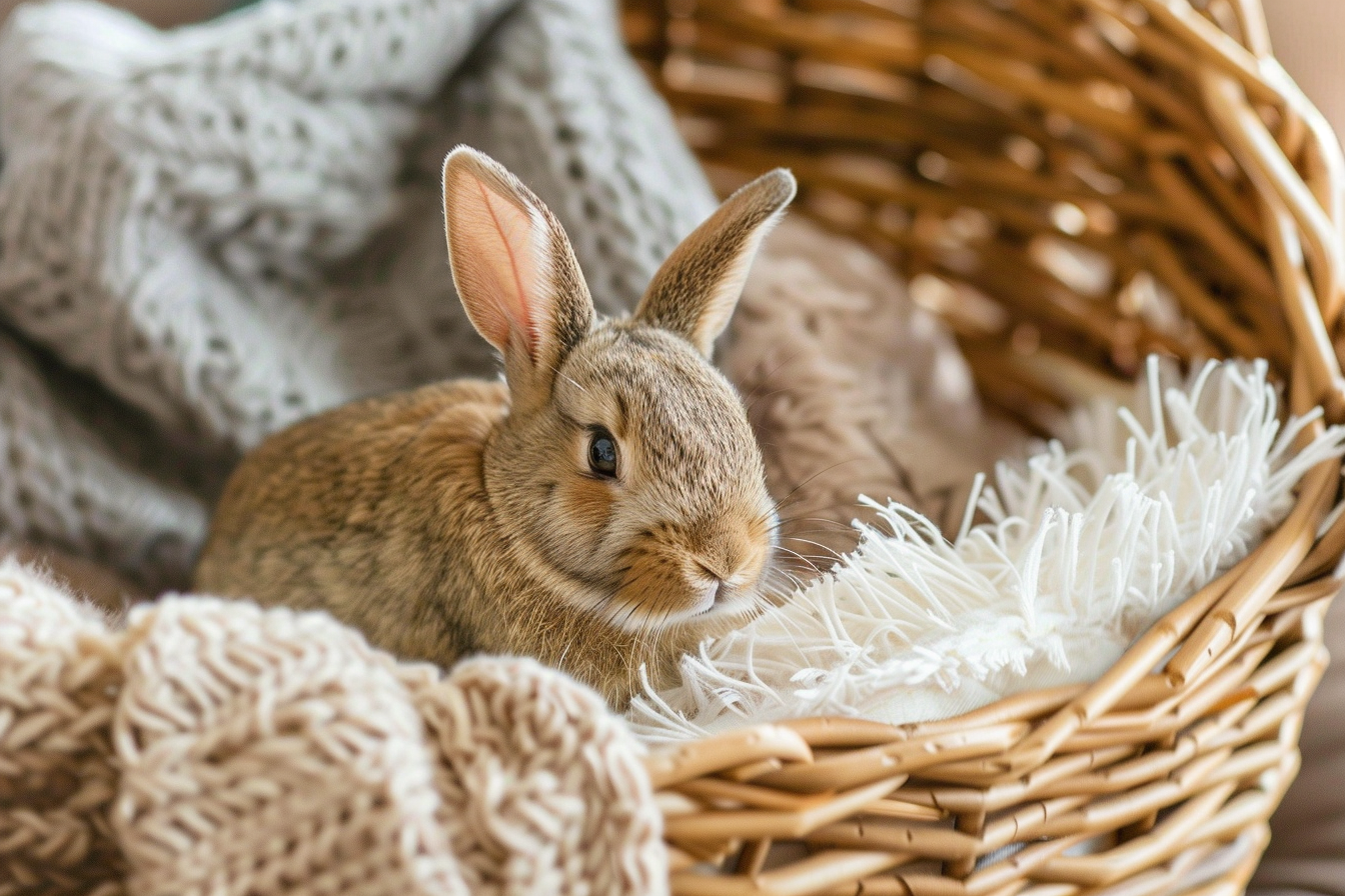 Image gratuite Lapin marron dans panier 1