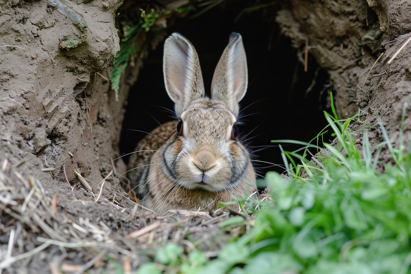 Image gratuite Lapin reposant dans terrier confortable 2