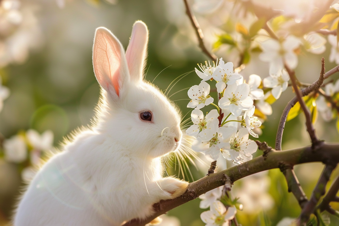 Image gratuite Lapin sous arbre en fleurs 2