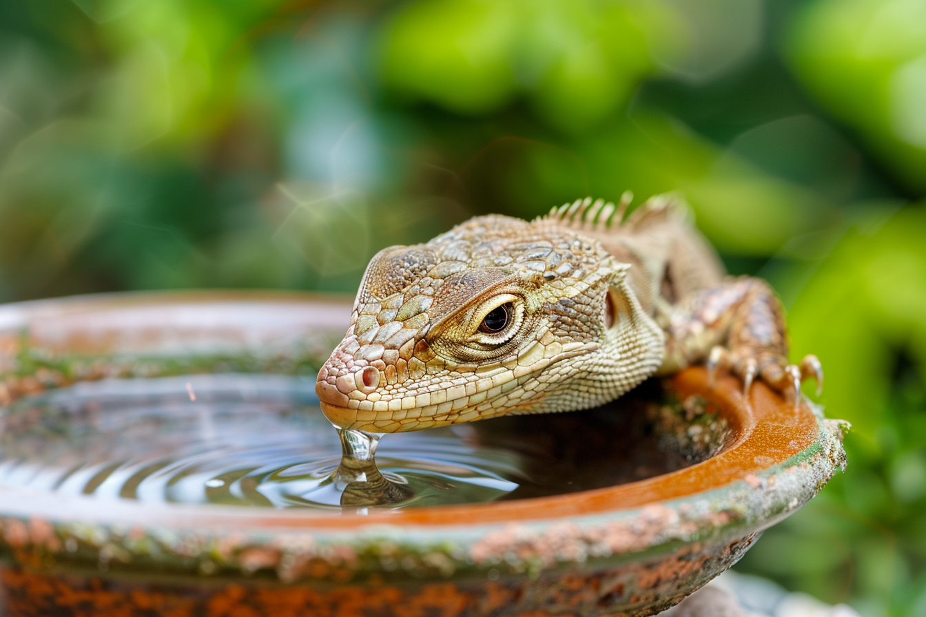 Image gratuite Lézard buvant de l&rsquo;eau 1