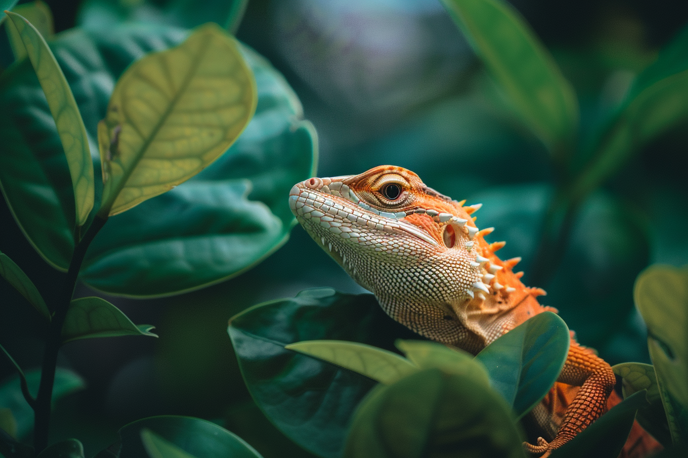 Image gratuite Lézard camouflé dans feuillage 1