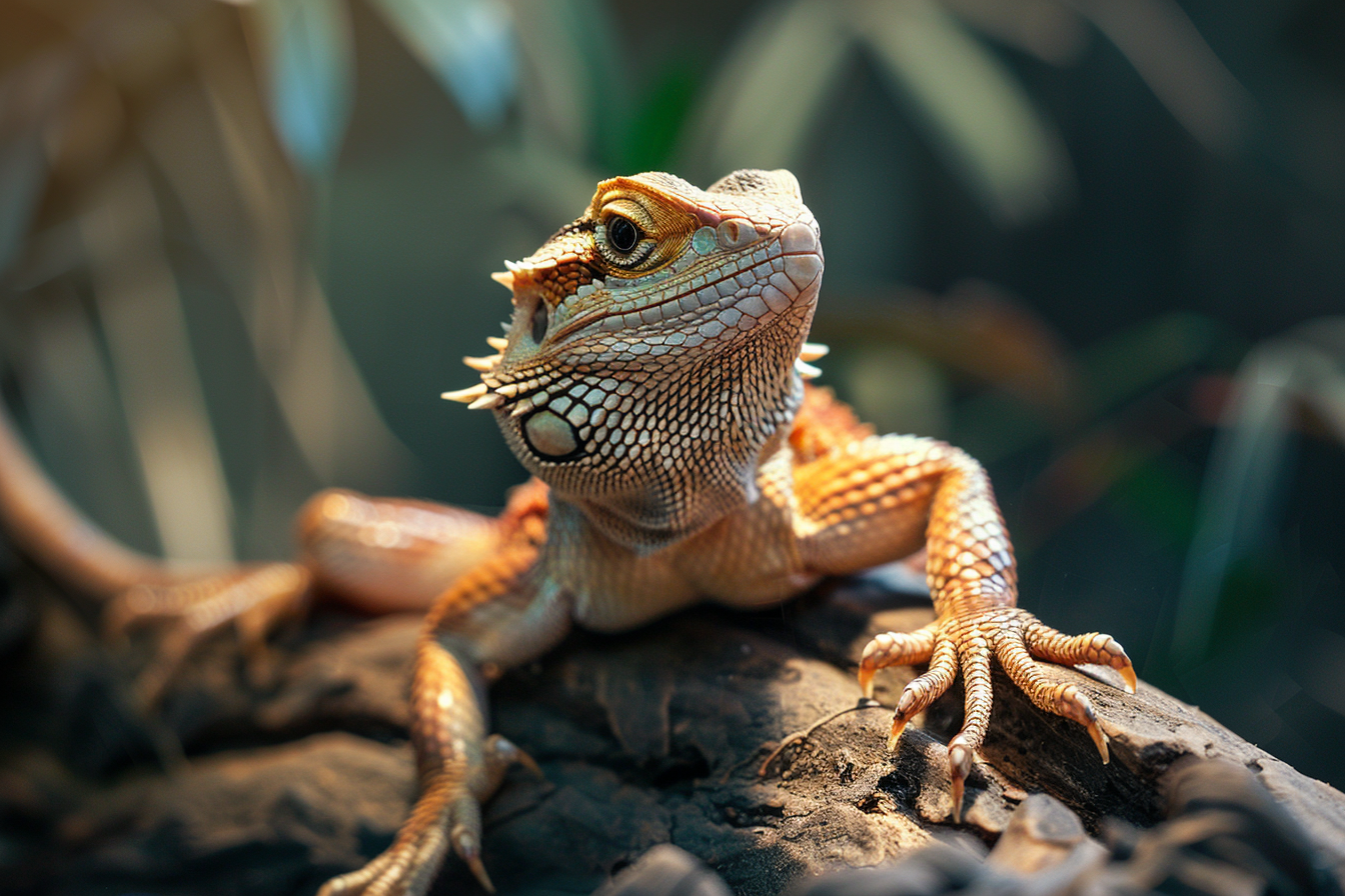 Image gratuite Lézard muant sur une bûche 1