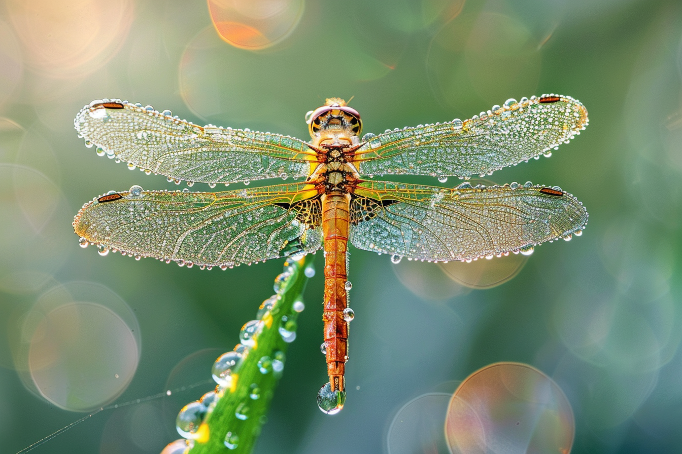 Image gratuite Libellule et rosée du matin 1