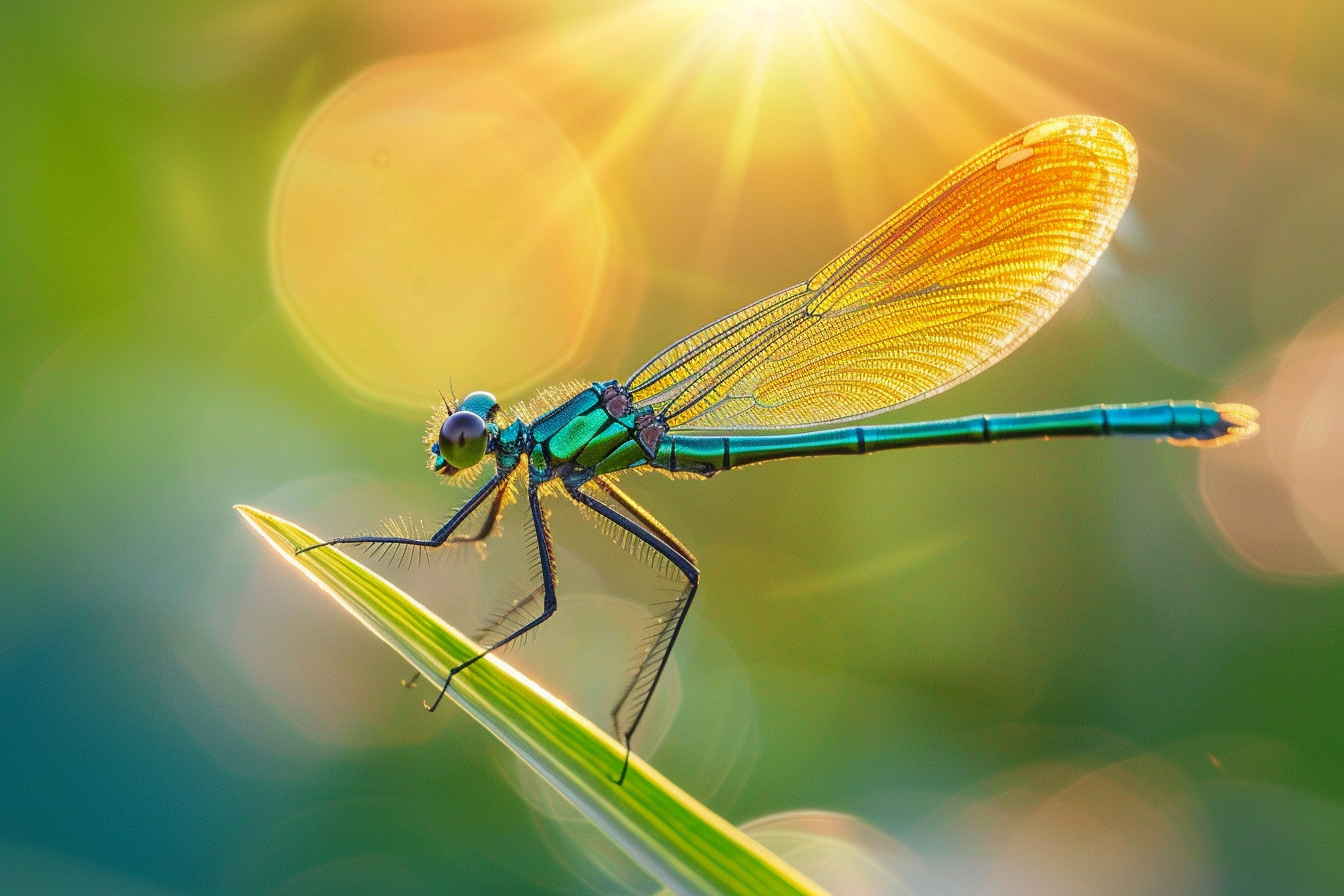 Image gratuite Libellule sur une lame d&rsquo;herbe 1