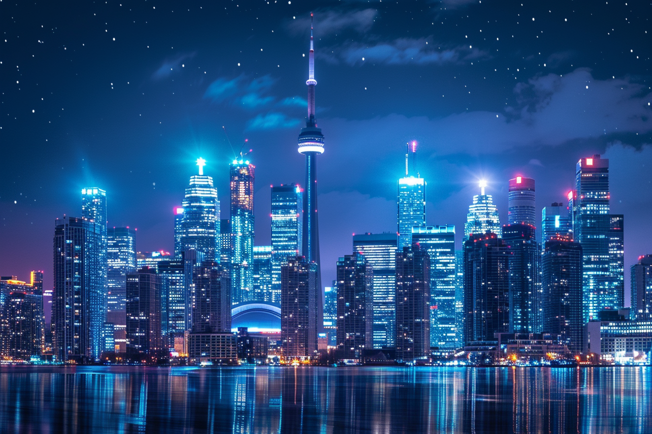 Image gratuite Ligne d&rsquo;horizon urbaine nocturne illuminée 1