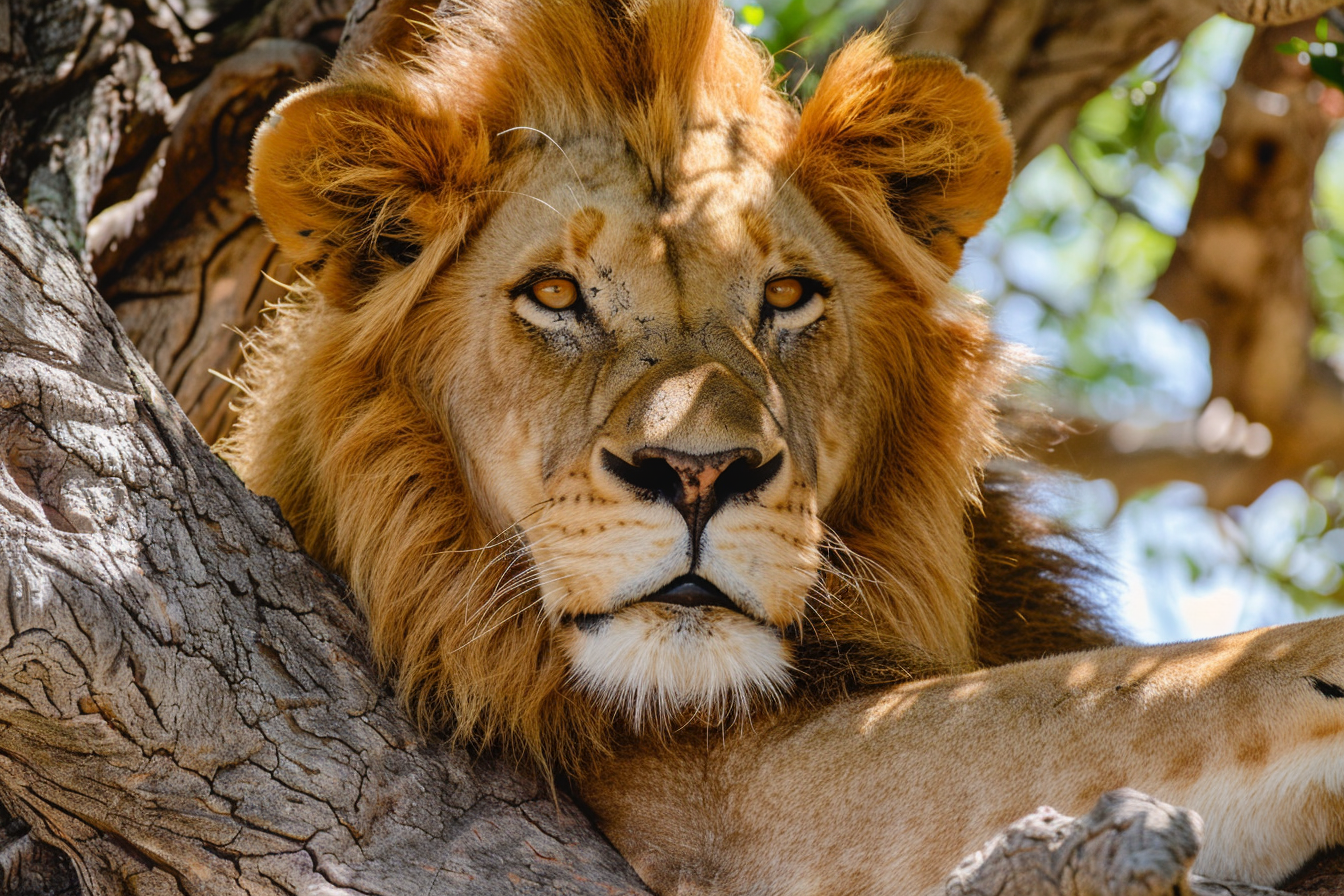 Image gratuite Lion se reposant sous acacia 3