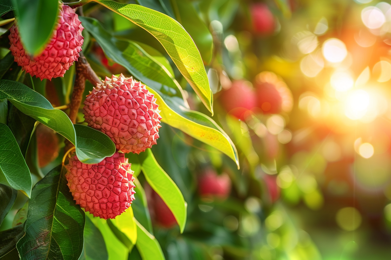 Image gratuite Litchi suspendu sur arbre dans verger ensoleillé 3