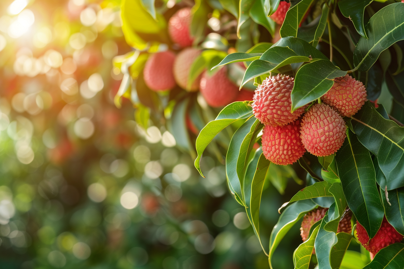Image gratuite Litchi suspendu sur arbre dans verger ensoleillé 5