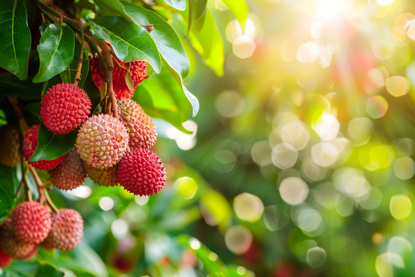 Image gratuite Litchi suspendu sur arbre dans verger ensoleillé 6