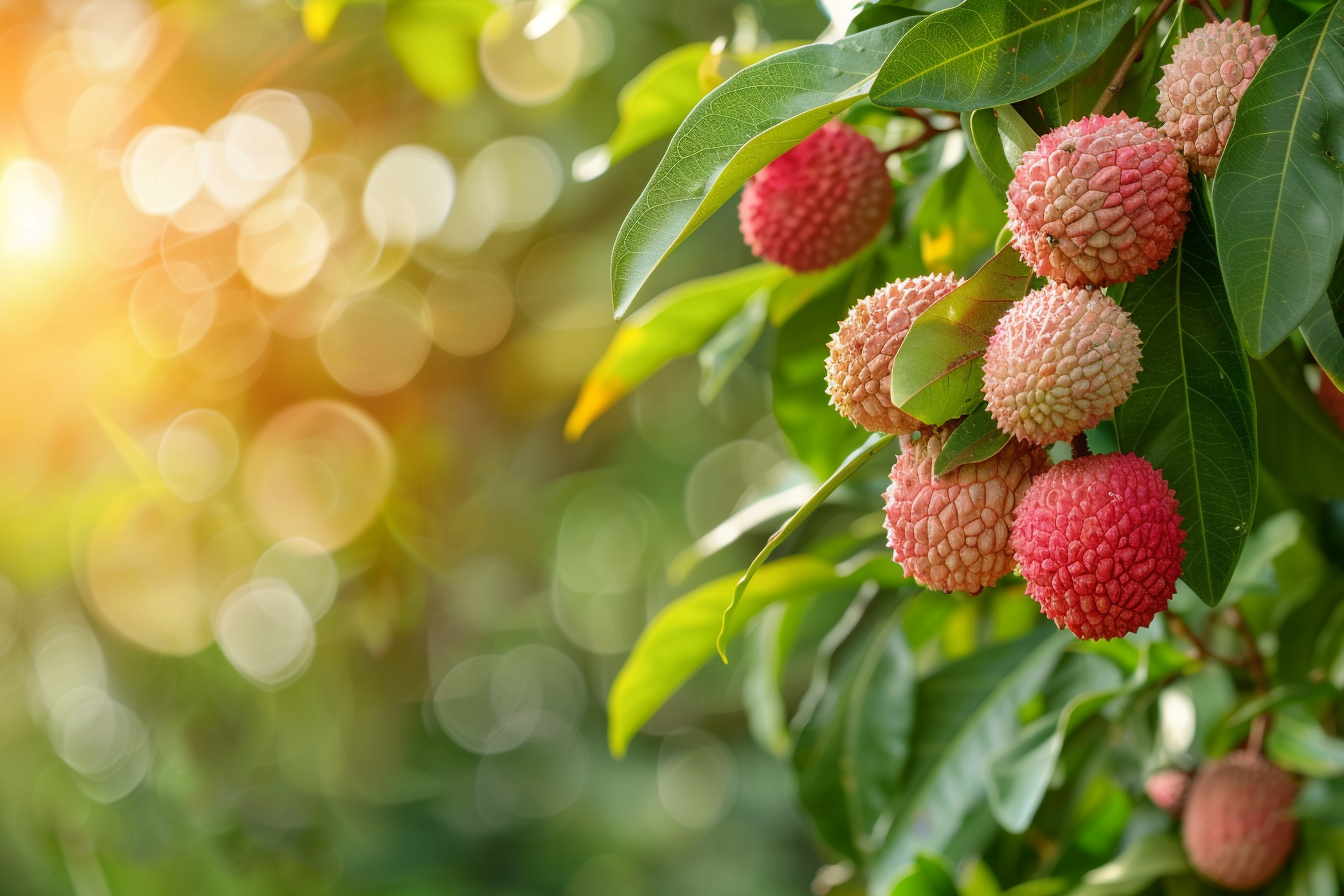 Image gratuite Litchi suspendu sur arbre dans verger ensoleillé 7