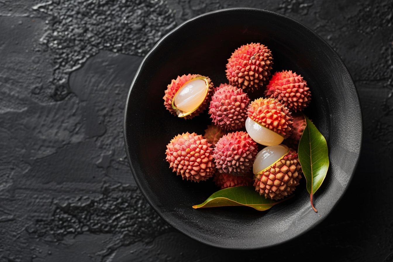 Image gratuite Litchis dans bol noir 1