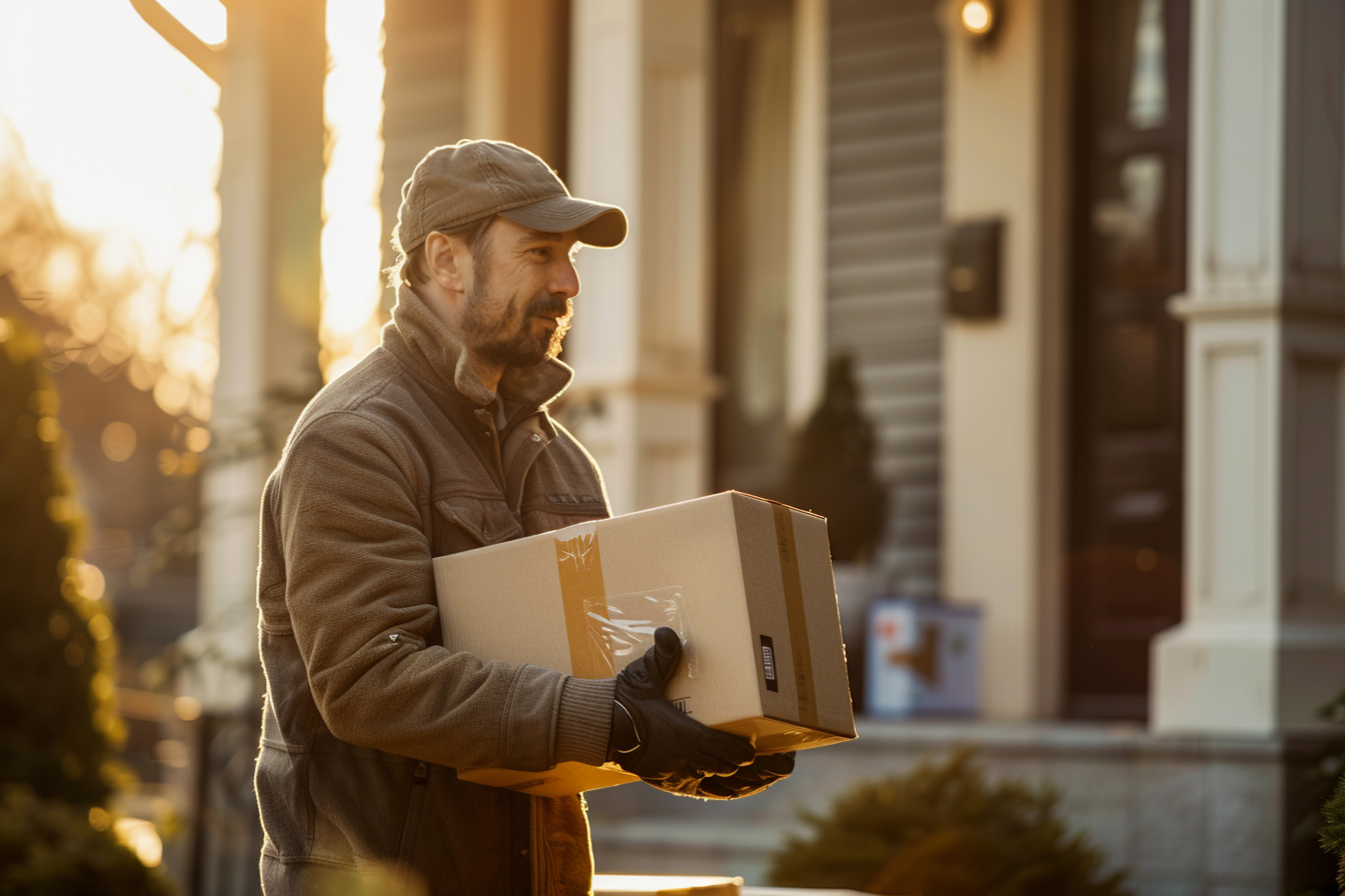 Image gratuite Livreur déchargeant colis 1