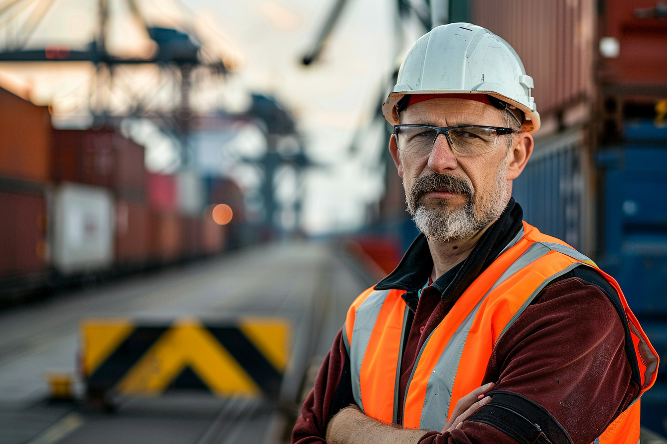 Image gratuite Logisticien maritime, fond gris 1