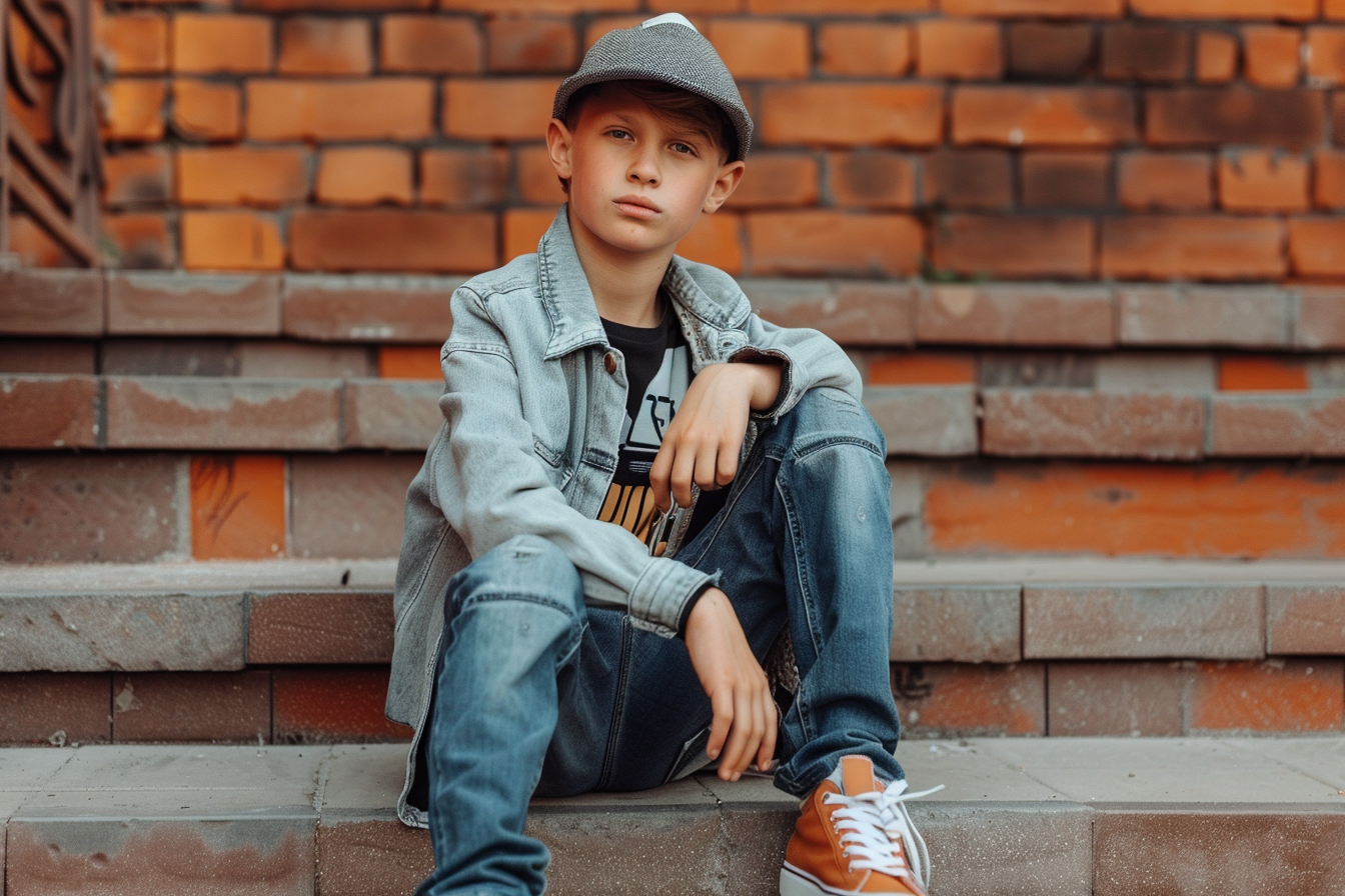 Image gratuite Look garçon streetwear baskets tee-shirt graphique 1