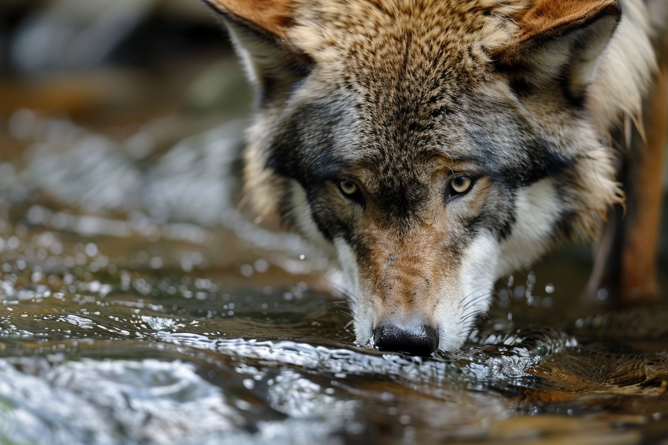 Image gratuite Loup buvant dans un ruisseau 4