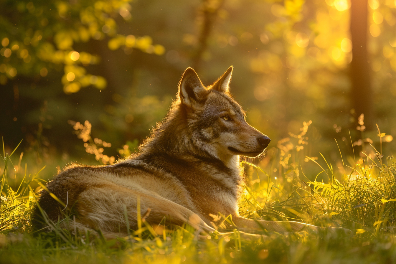 Image gratuite Loup reposant en clairière 2