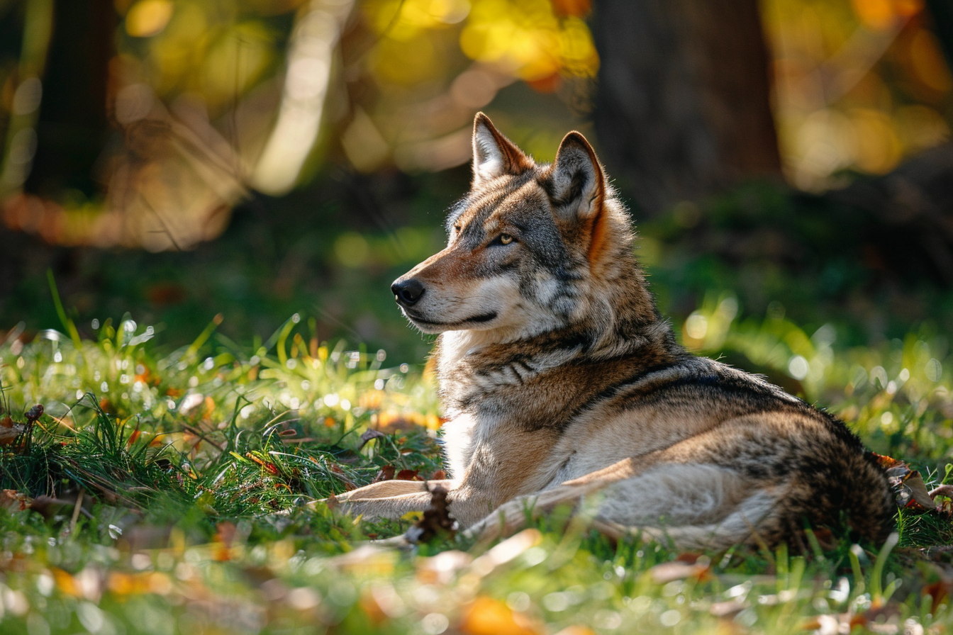 Image gratuite Loup reposant en clairière 3