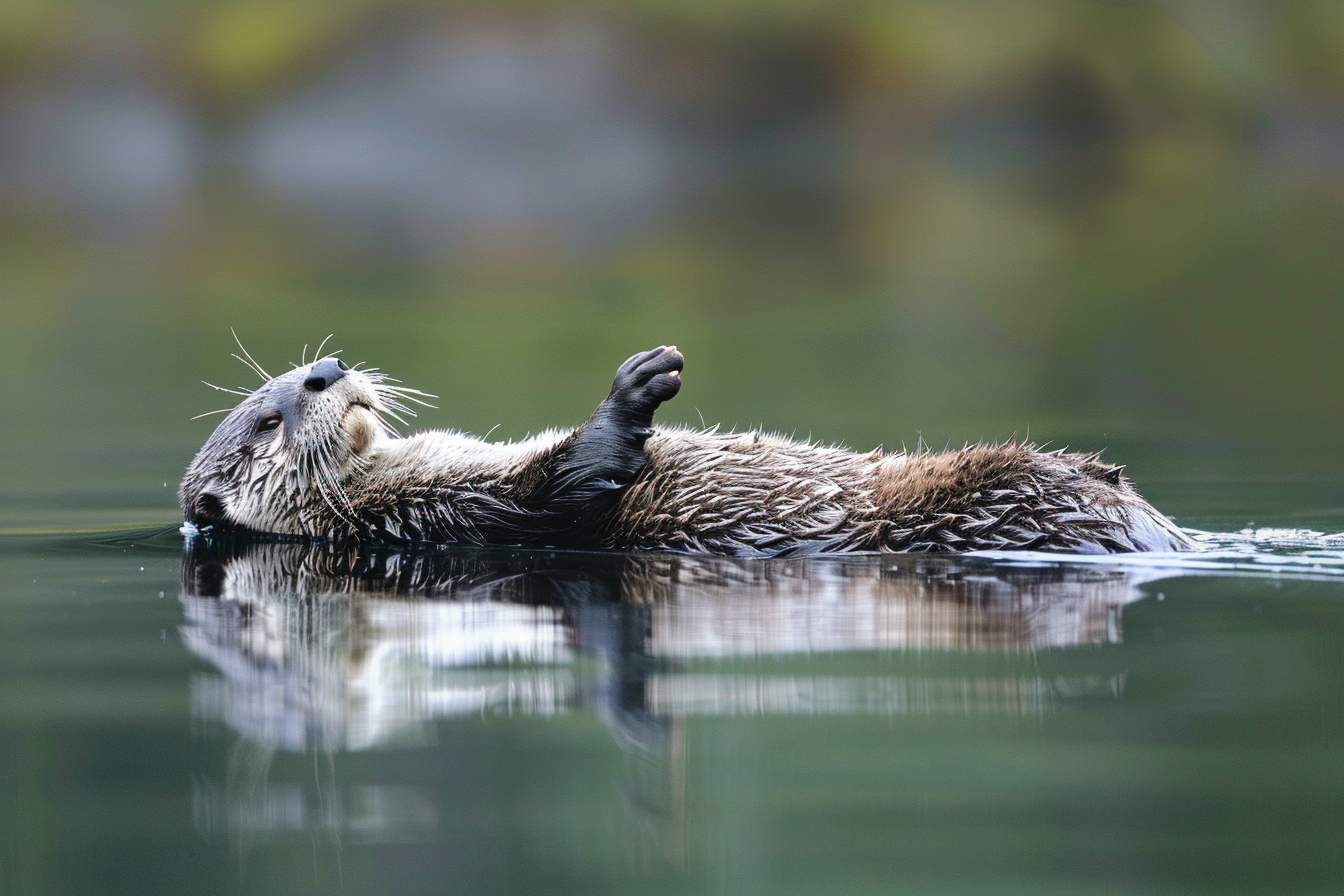 Image gratuite Loutre flottant dans un lac tranquille 1