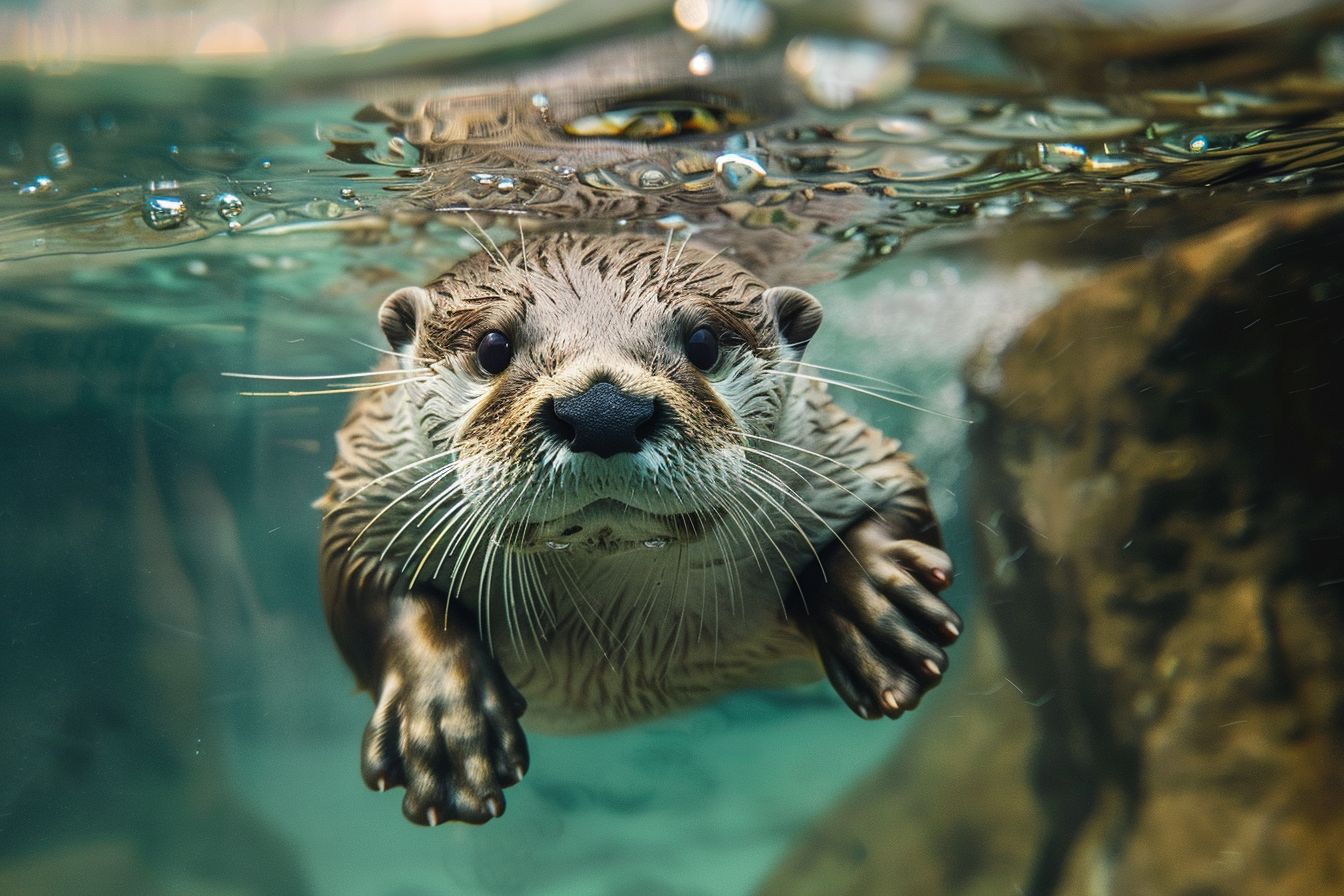 Image gratuite Loutre nageant dans une rivière claire 1
