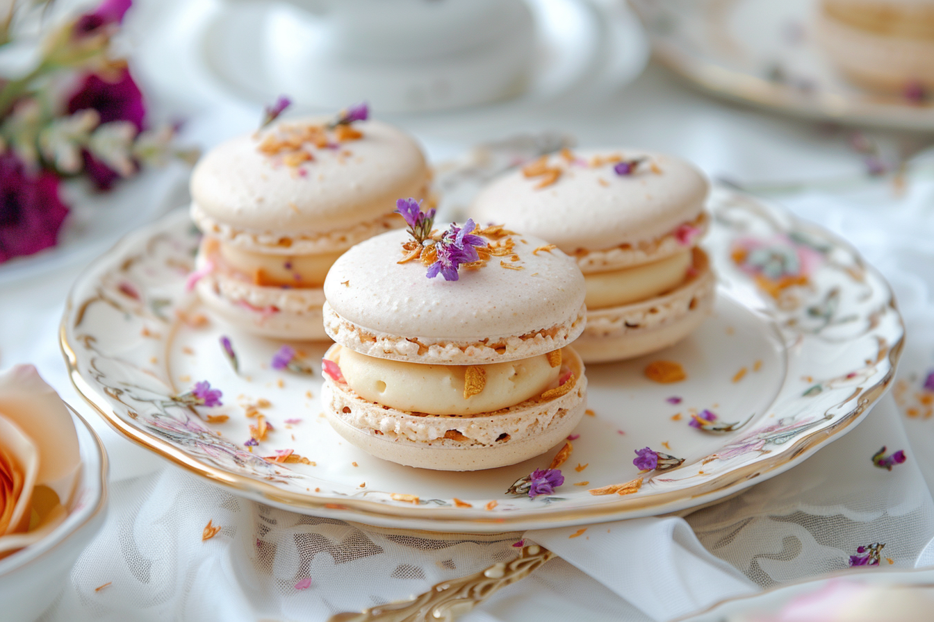 Image gratuite Macarons fleurs cuisine moderne 1