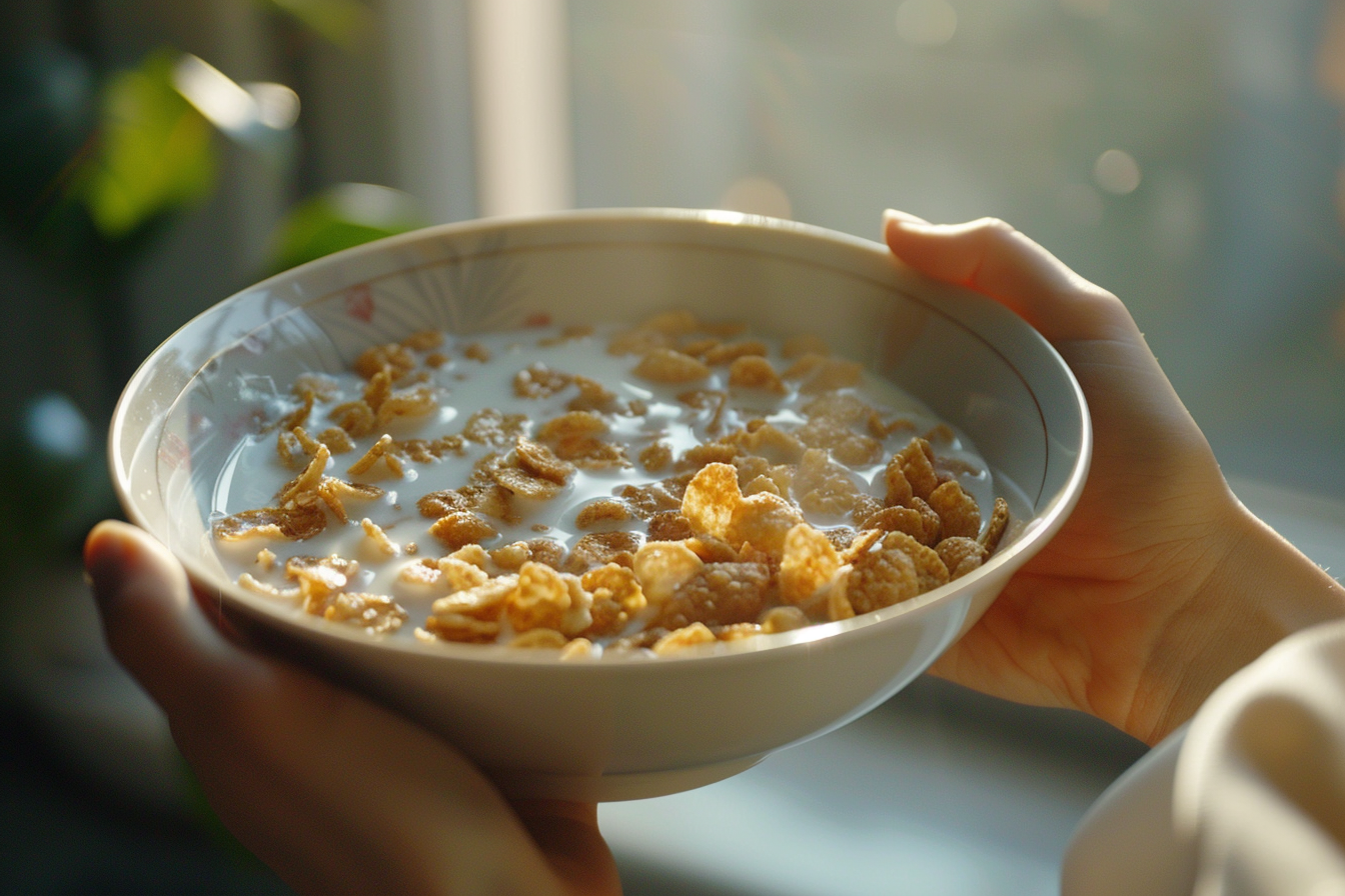 Image gratuite Main avec bol de céréales et lait 4