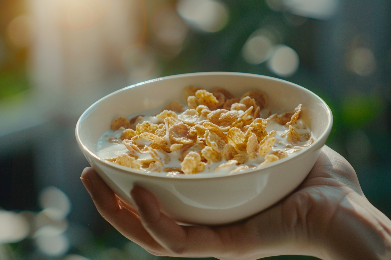 Image gratuite Main avec bol de céréales et lait 5