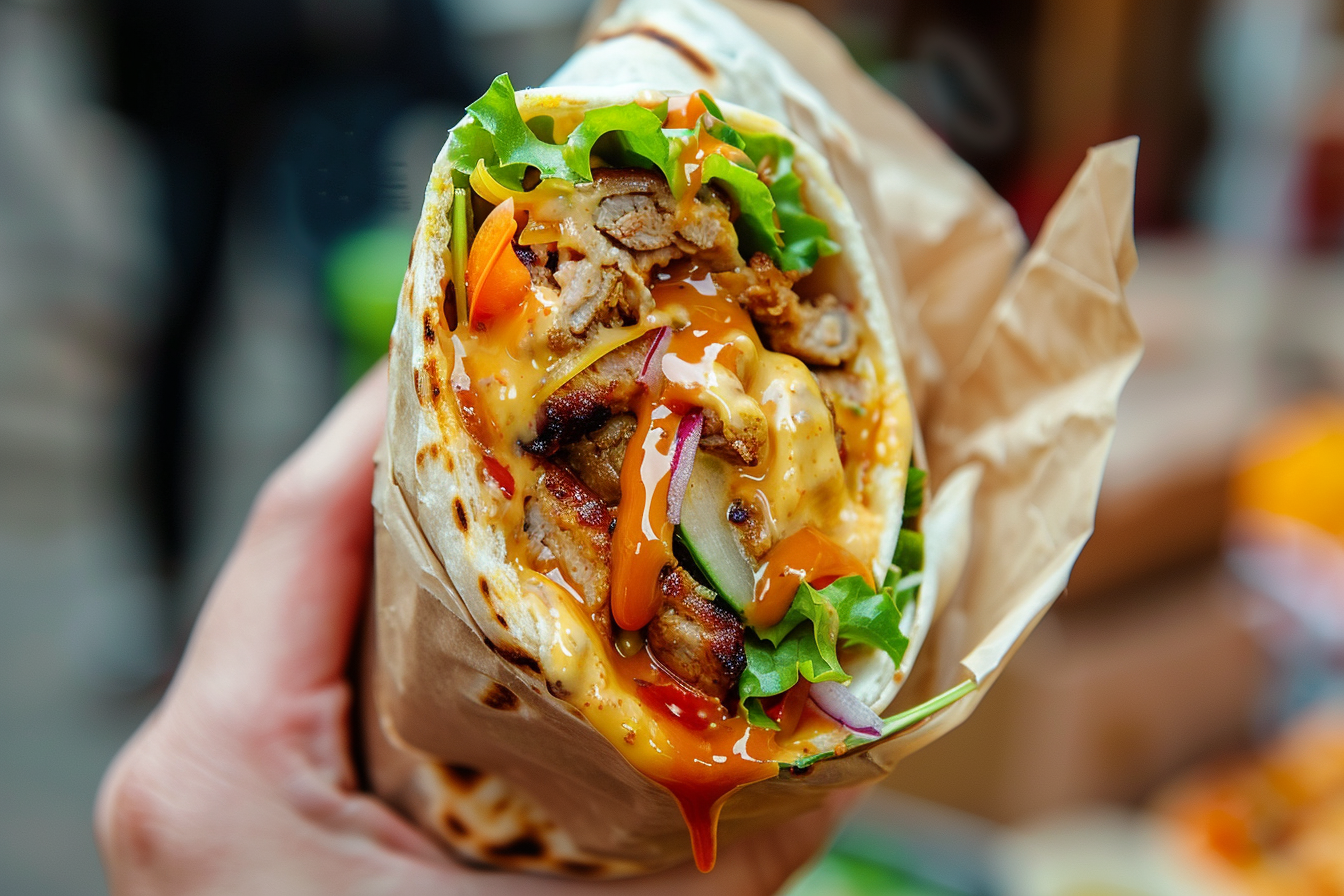 Image gratuite Main avec kebab et sauce 2