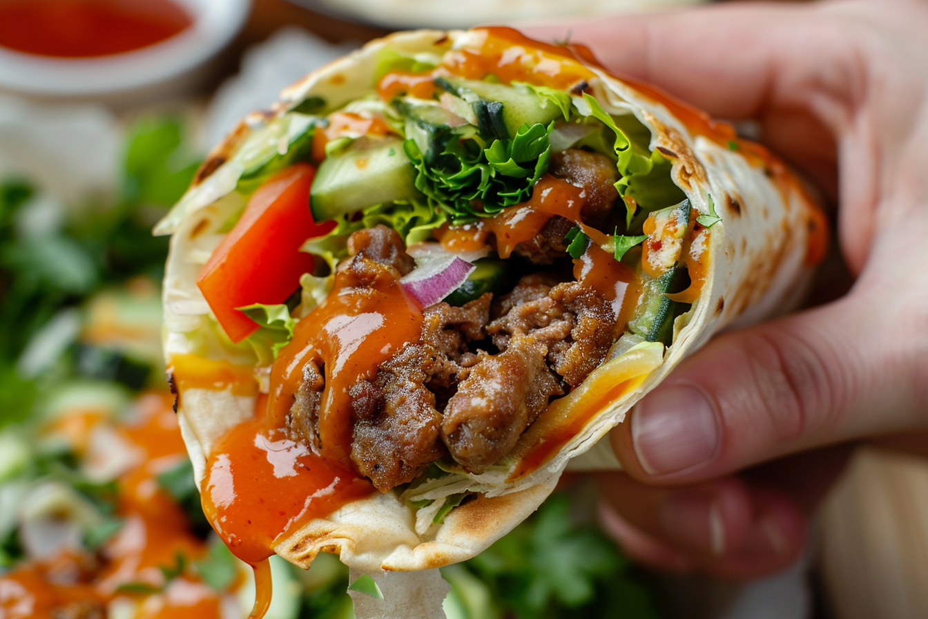 Image gratuite Main avec kebab et sauce 3