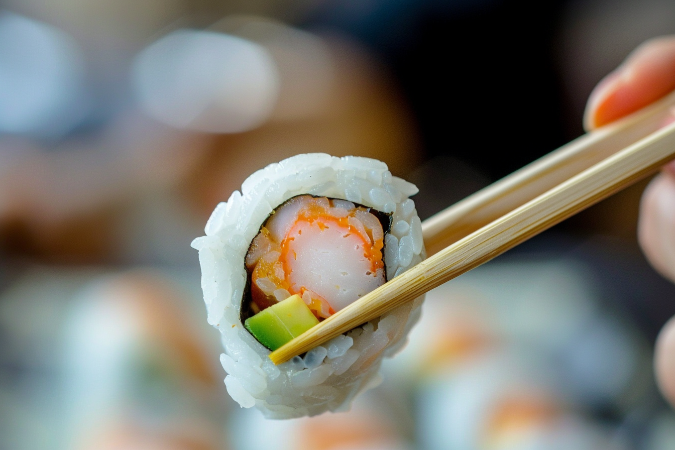 Image gratuite Main avec sushi et baguettes 2