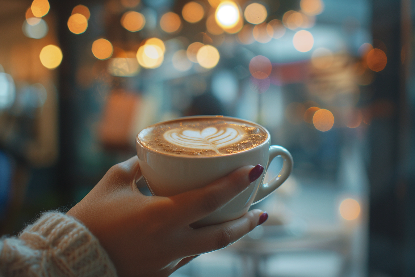 Image gratuite Main avec tasse de cappuccino 1