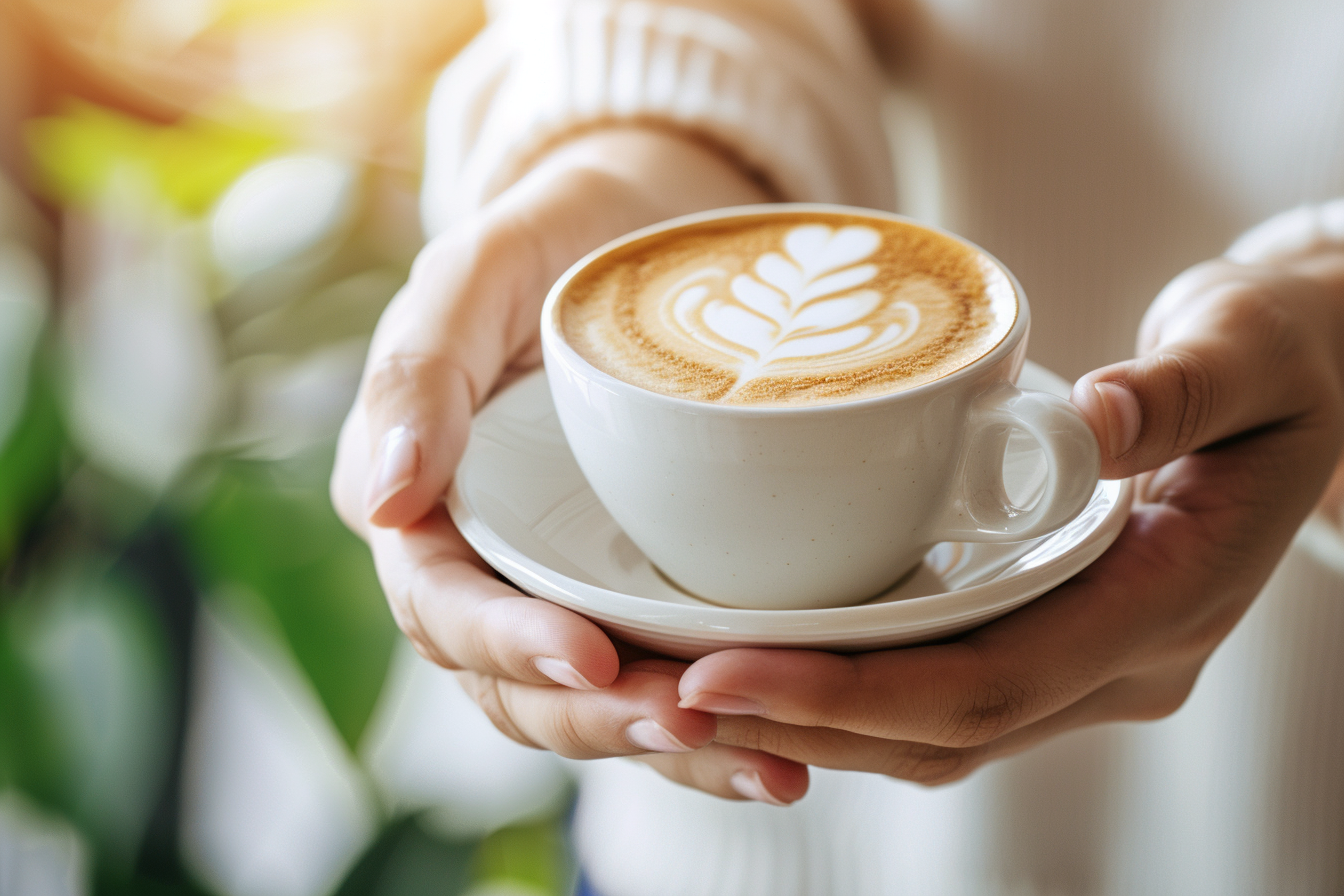 Image gratuite Main avec tasse de cappuccino 2