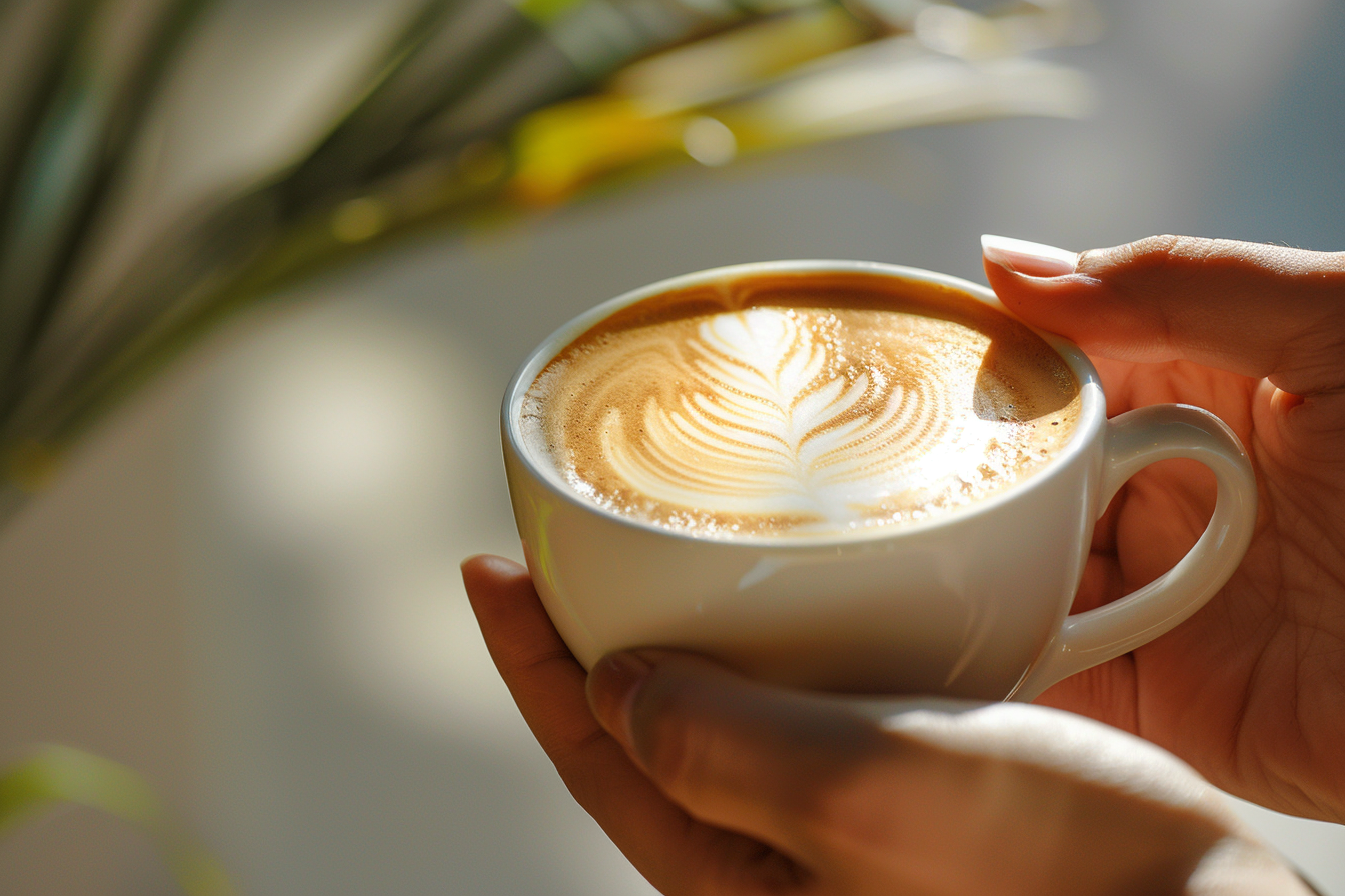 Image gratuite Main avec tasse de cappuccino 3