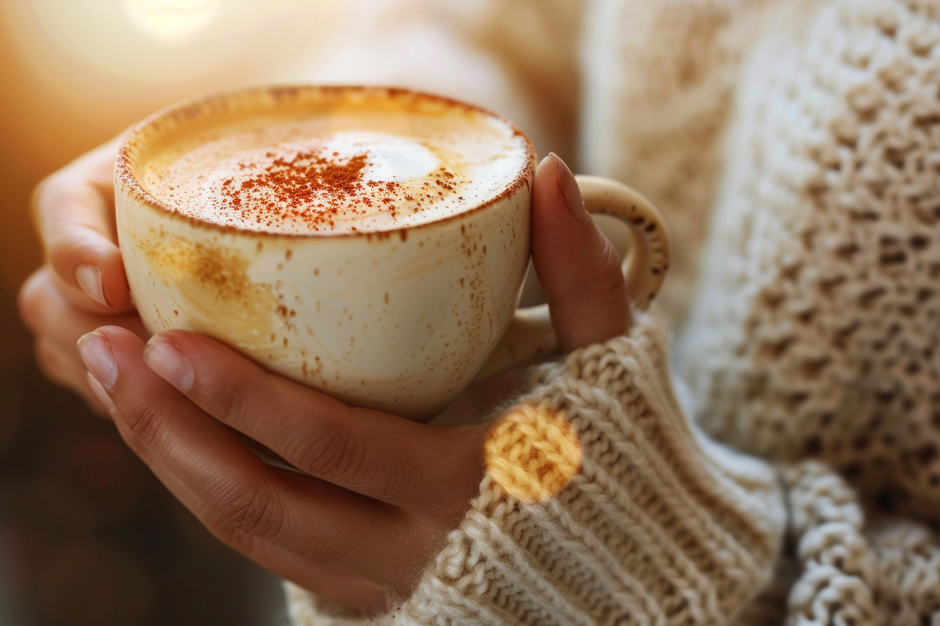 Image gratuite Main avec tasse de cappuccino 4