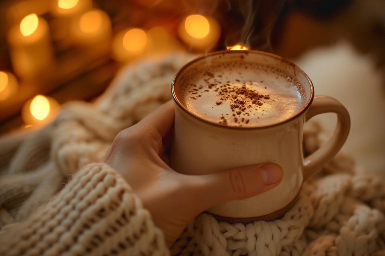 Image gratuite Main avec tasse de chocolat chaud 1