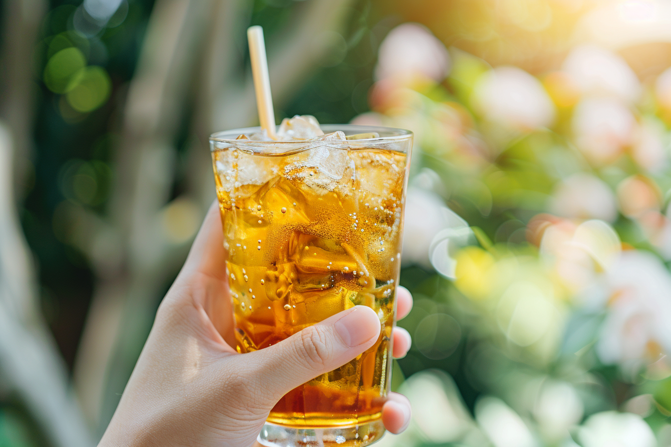 Image gratuite Main avec thé glacé 1