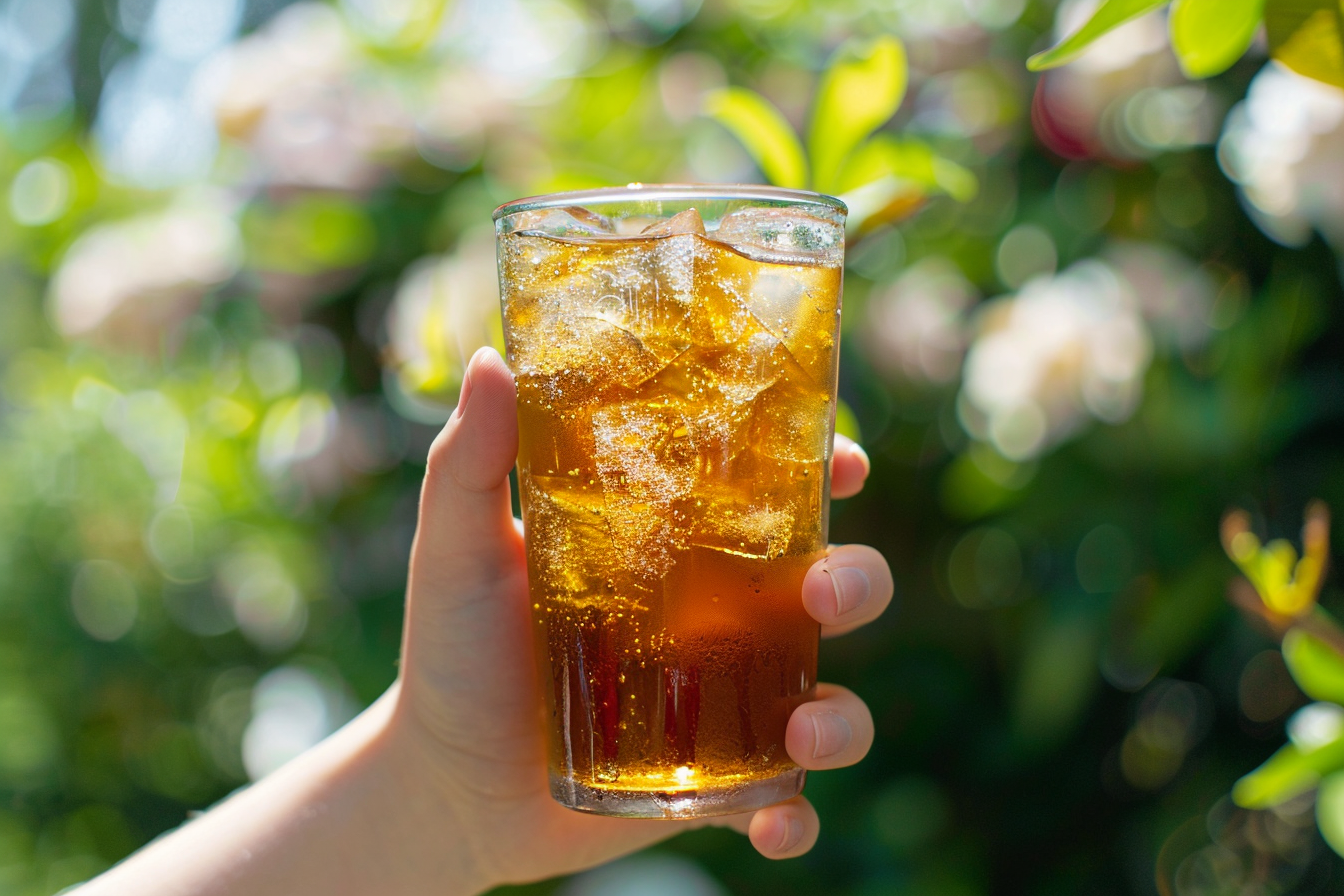 Image gratuite Main avec thé glacé 2