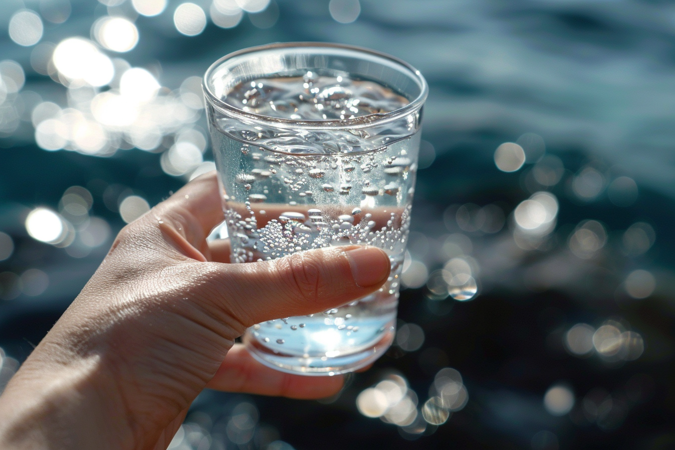 Image gratuite Main avec verre d&rsquo;eau de source 2